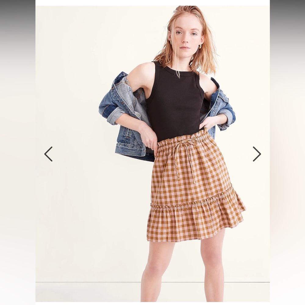 Pull-On Ruffle Tiered Mini Skirt in Gingham Seerseeker